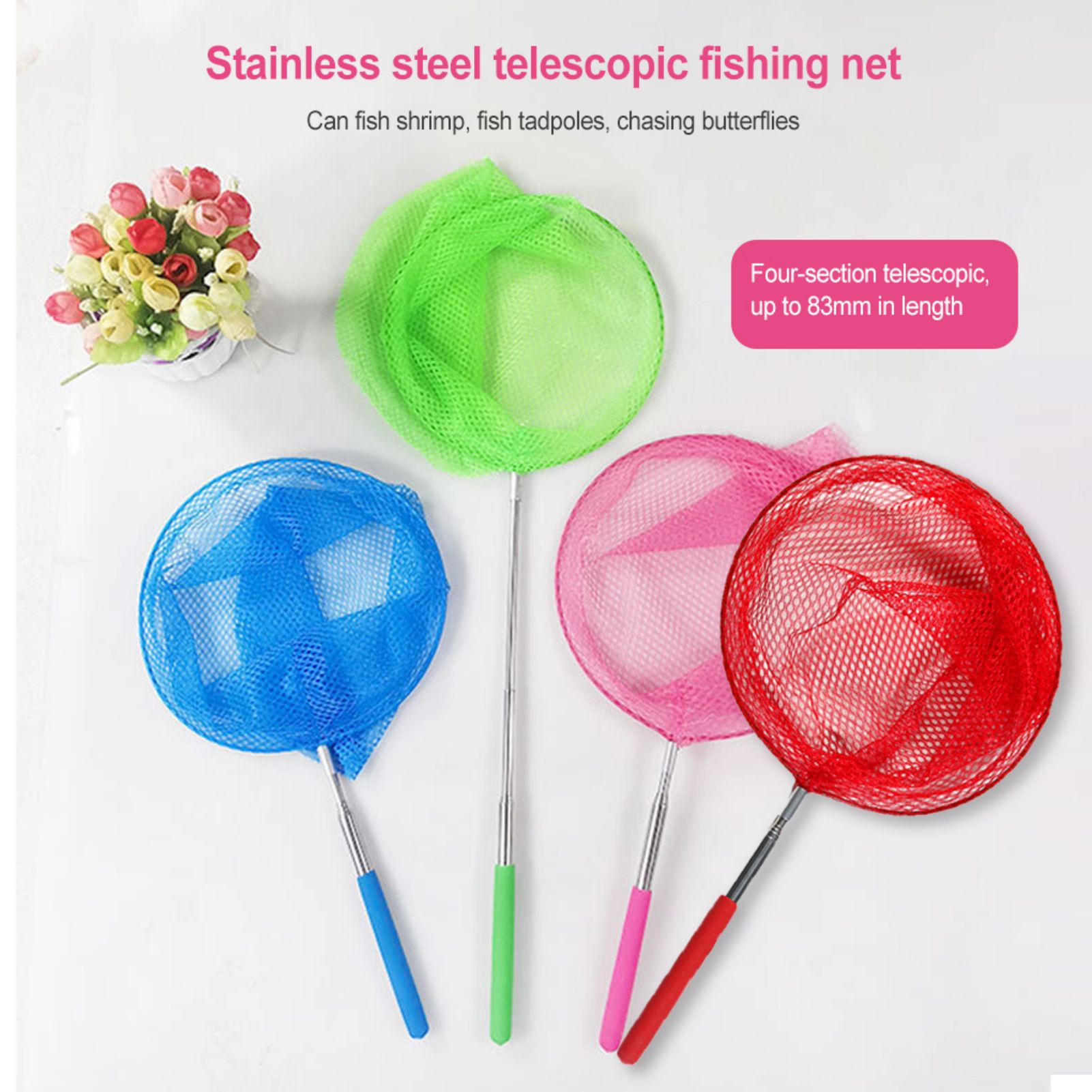 Landing Net Telescopic - Mini rete da pesca colorata antiscivolo