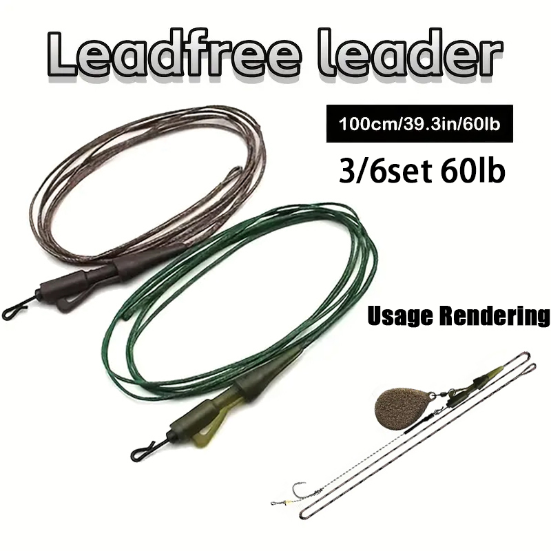 Braided Fishing Line - 3/6pc CarpCarp lenza pronta legata 100cm/27.22KG